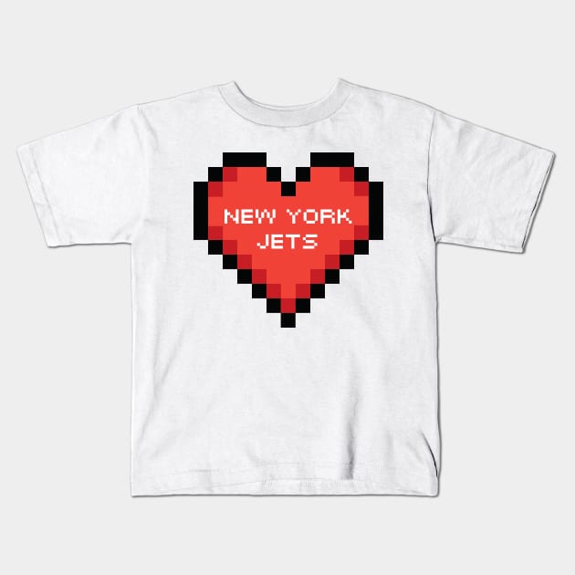 I heart NY Jets pixel art Kids T-Shirt by Sleepless in NY